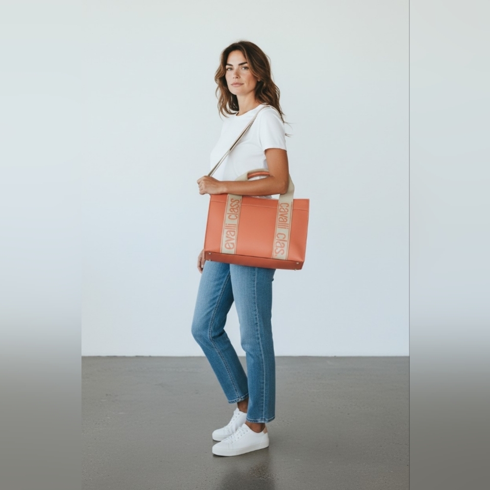 (14)Cavalli Class Orange Tote Bag